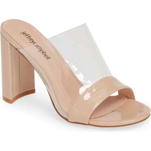 Jeffrey Campbell Keira Slide Sandal Nude Patent Clear Size 5 $129 - Picture 1 of 12